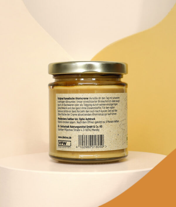 Bio Ahorncreme Produktfoto von Dietrex, Rückseite
