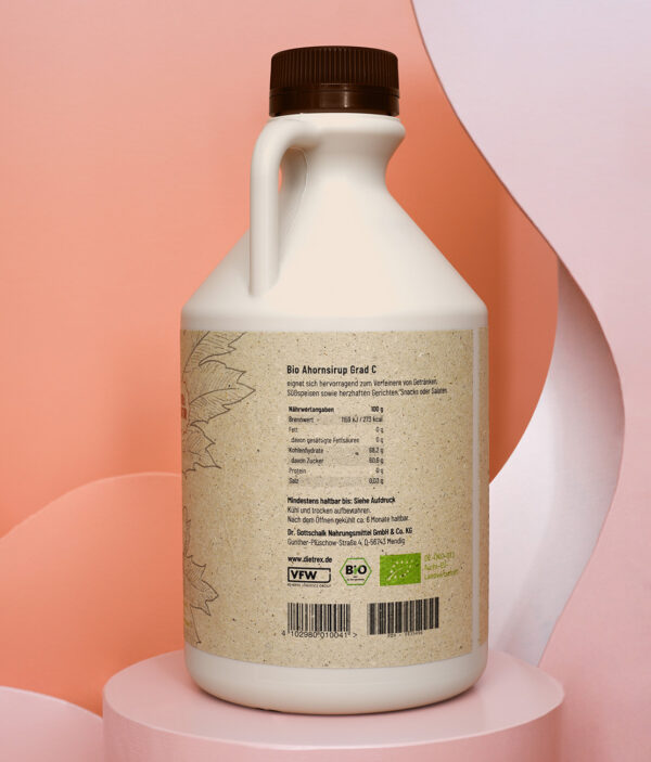 Produktfoto Rückseite Ahornsirup Grad C 1 Liter von Dietrex