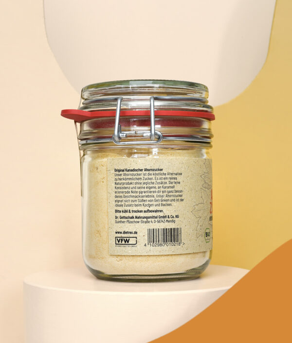 Bio Ahornzucker Produktfoto von Dietrex, Rückseite