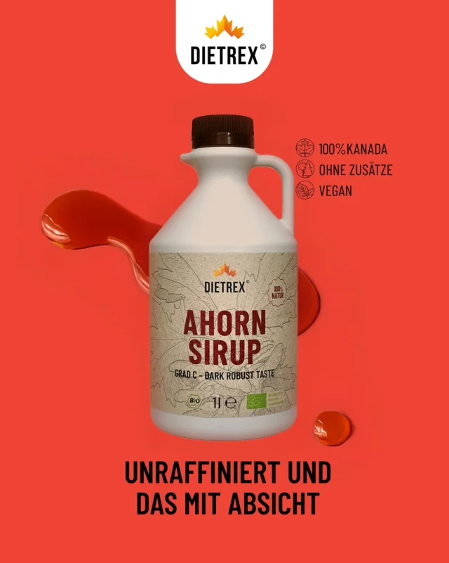 Unser Ahornsirup Grad C – auch als 1L Flasche erhältlich! 
Kräftig im Geschmack, ideal zum Kochen, Verfeinern und Experimentieren in der Küche. Ob für Saucen, Dressings oder zum Backen – dieser Sirup ist ein echtes Multitalent! 💪

#maplesyrup #naturpur #natürlicheinhaltsstoffe #bio #vegan
#instafood #dietrex #foodart #ohnezusatzstoffe #food #foodstagram #foodie #zuckeralternative #rezepte  #bioprodukt